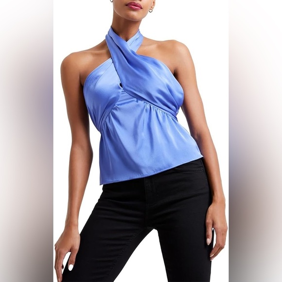 French Connection Inu Satin Smocked Halter Top Pastel Women’s Size XL NWOT - Picture 1 of 6
